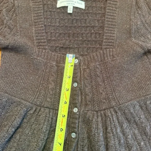 Abercrombie & Fitch Women's Brown Babydoll Cardigan, A&F Cable Knit Y2K - Picture 8 of 8